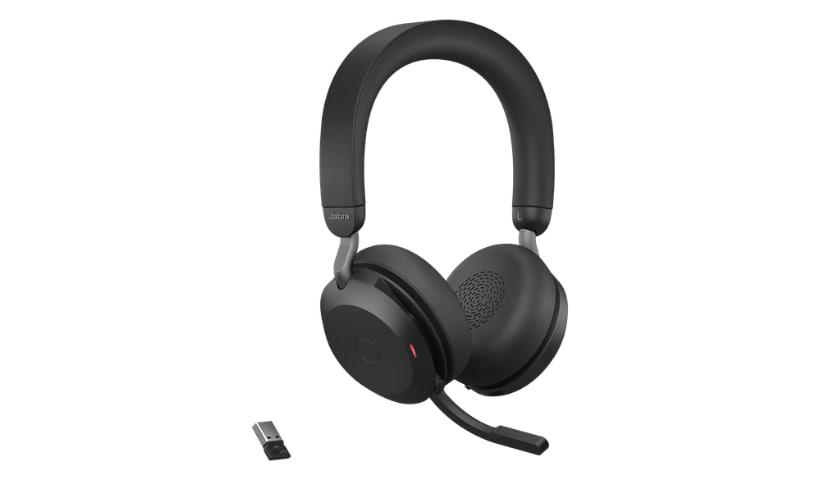 Jabra Evolve2 75 - Headset - on-ear - Bluetooth - wireless, wired - active noise canceling - USB-A - noise isolating - black - Optimized for UC