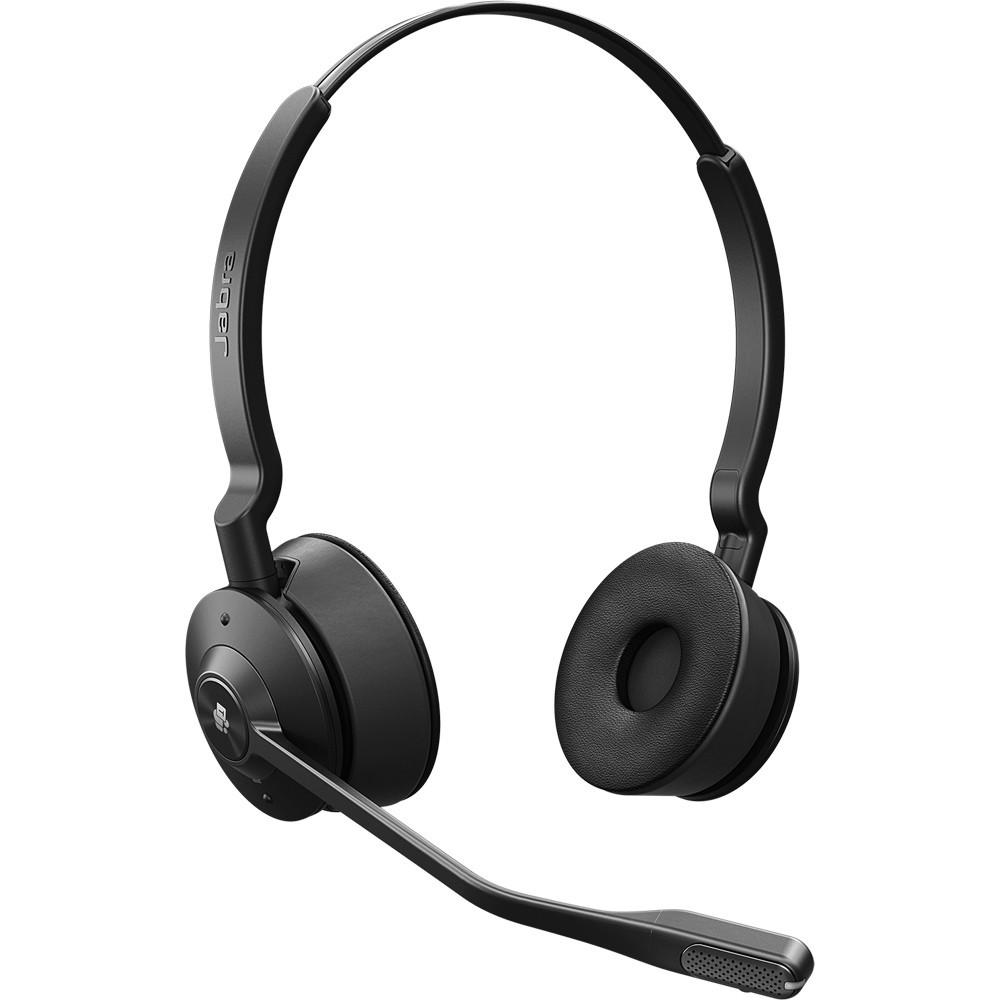 USB-A DECT wireless stereo headset for PC/Mac with up to 490 ft range and a noise-canceling microphone. Rechargeable battery gives up to 13 hours use. Microsoft Teams and Zoom certified with DECT Security Level C encryption.