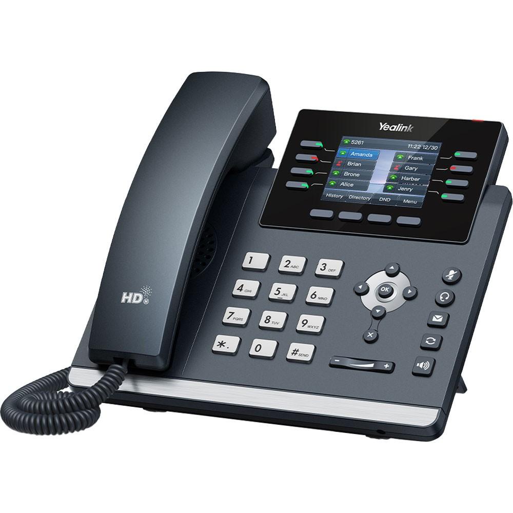 Well-rounded business IP phone with 2.8" 320x240 color display, up to 12 SIP accounts, built-in Bluetooth 4.2 and dual-band 2.4G/5G WiFi, dual-port Gigabit Ethernet with PoE. This bundle pairs the T44W handset with a 5V/1.2A power supply for AC-outlet operation without PoE.